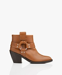 See by Chloé Western Leren Enkellaarzen - Camel
