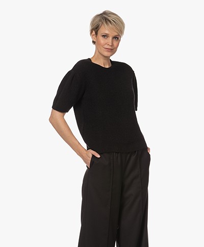 by-bar Ilou Short Sleeve Ribbed Sweater with Lurex - Black