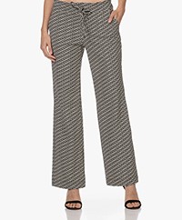 JapanTKY Myza Straight Travel Jersey Print Broek - Zwart/Kit Honey