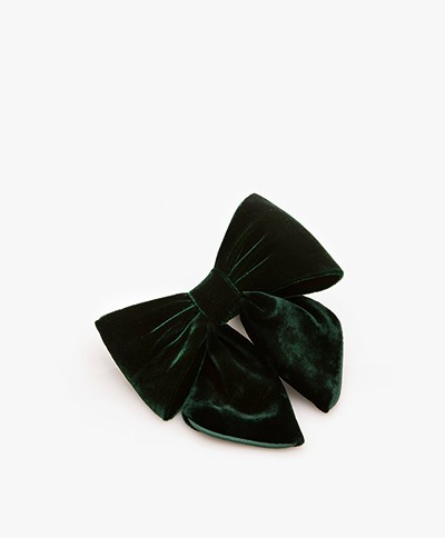 Bon Dep Hair Clip with Velvet Bow - Green