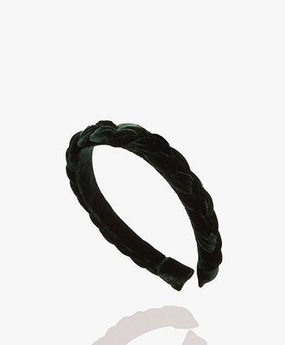 Bon Dep Braided Velvet Headband - Green