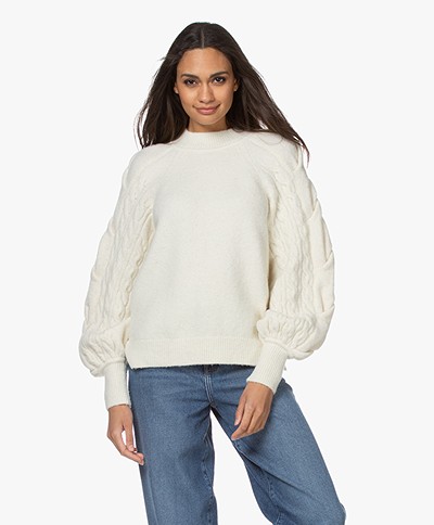 Les Coyotes de Paris Suze Cable Knit Sleeve Sweater - Off-white