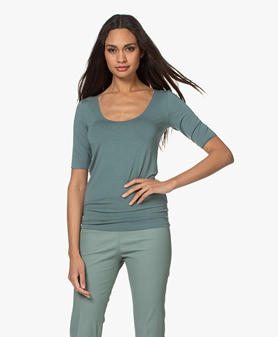 Majestic Filatures Soft Touch Jersey T-shirt with Half-length Sleeves - Tuscan Green