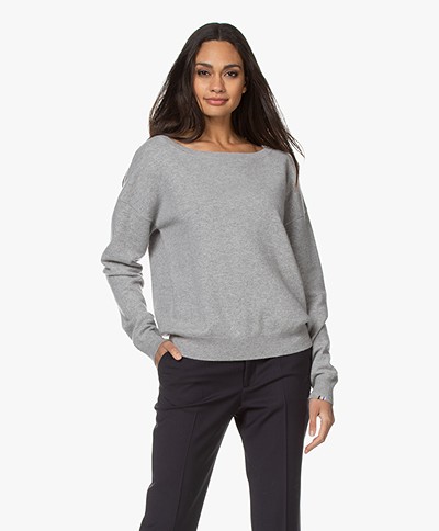 extreme cashmere N°39 Should Cashmere Boat Neck Sweater - Light Grey Melange