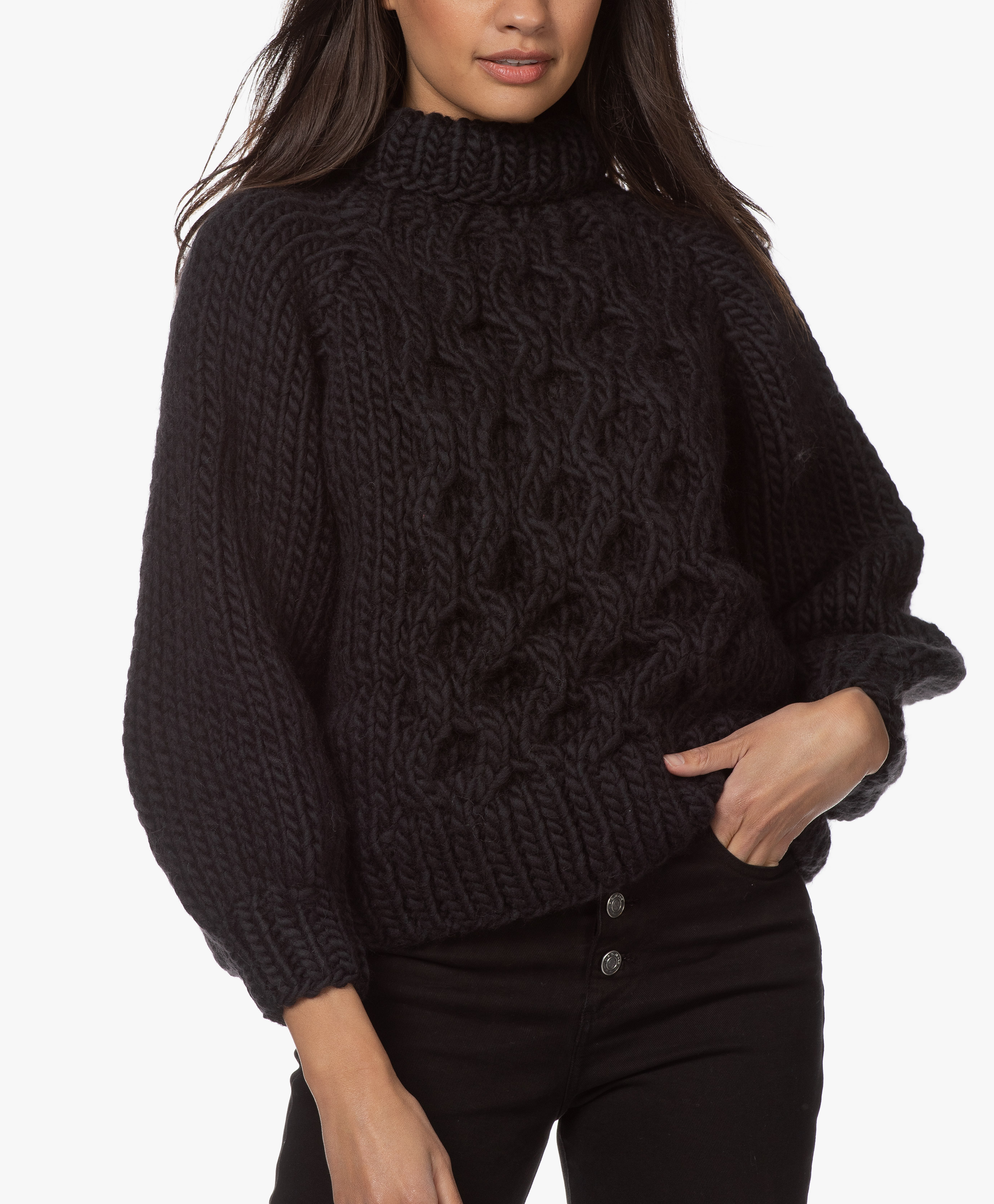 I Love Mr Mittens Honey Comb Turtleneck Sweater - Black - honey comb ...