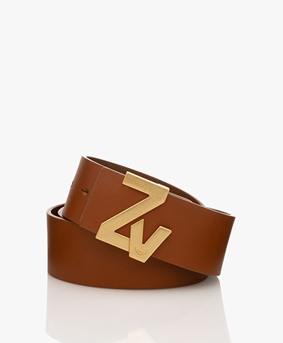 Zadig & Voltaire ZV 4cm Initiale Leather Belt - Tan