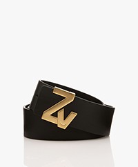 Zadig & Voltaire ZV 4cm Initiale Leather Belt - Black