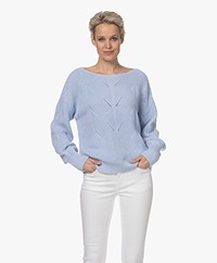 Repeat Cotton Boat Neck Sweater - Light Blue