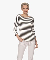 no man's land Striped T-shirt with Cropped Sleeves - Jungle