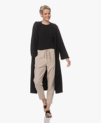Drykorn Viaja Lang Katoen-Cashmere Capuchonvest - Zwart 