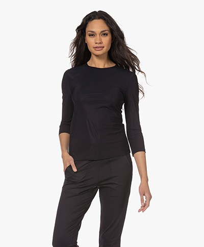 Filippa K Tech Jersey T-shirt with Half Length Sleeves - Black