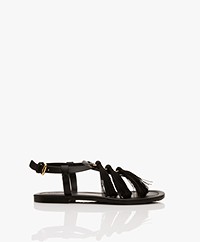 See by Chloé Kime Leather Toe Sandals with Tassels - Black