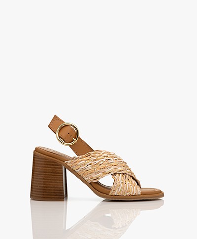 See by Chloé Jaicey Braided Heeled Calf Skin Sandals - Nude