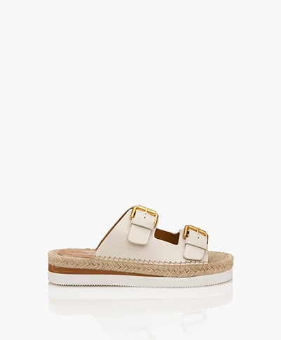 See by Chloé Glyn Calf Leather Platform Sandals - Natural