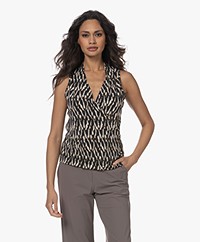 no man's land Printed Jersey Wrap Top - Earth