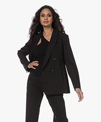 Vince Crepe Suiting Double-Breasted Blazer - Black