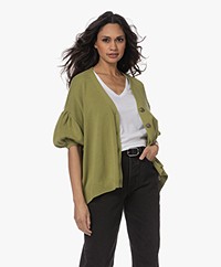 Repeat Oversized Cotton Balloon Sleeve Cardigan - Lime 
