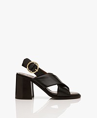 See by Chloé Lyna Heeled Calf Skin Sandals - Black