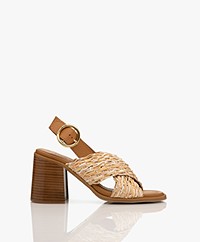 See by Chloé Jaicey Braided Heeled Calf Skin Sandals - Nude