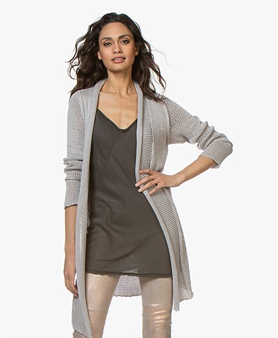 BRAEZ Knitted Open Cardigan in Cotton - Platin