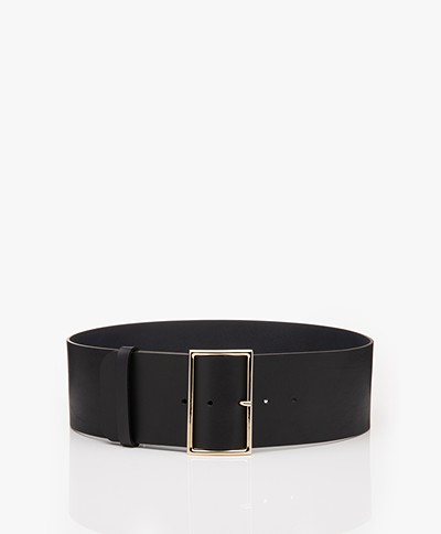 ba&sh Bianca Wide Leather Waist Belt - Black