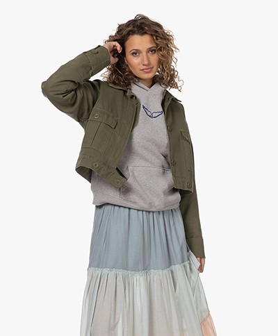 ANINE BING Adriana Katoenen Tweed Jack - Army Green