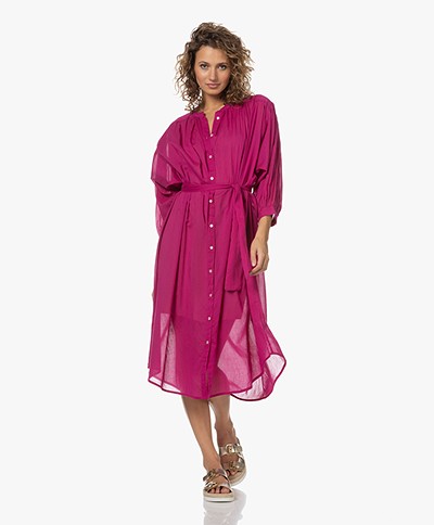 by-bar Lucy Voile Midi Shirt Dress - Very Berry