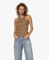 Closed Ribbed Jersey Tank Top - Nutmeg