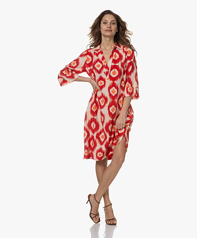 KYRA Nadine Ecovero Viscose Print Dress - Salsa Red