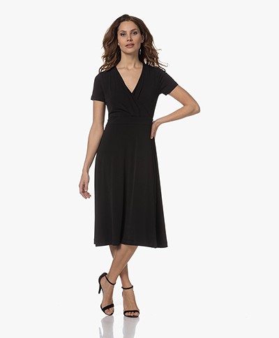 KYRA Pam Crepe Jersey Wrap Dress - Black