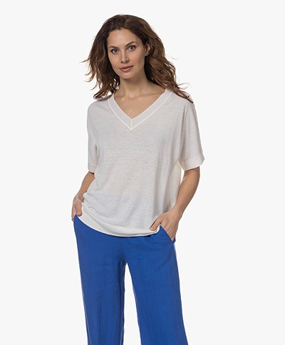 KYRA Esther Linen and Viscose Sweater - White Cloud