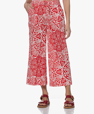 KYRA Jolanda Linen and Cotton Print Culottes - Salsa Red