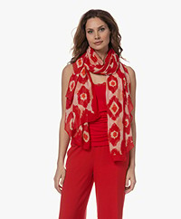 KYRA Mia Tie-Dye Print Modal Sjaal - Salsa Red