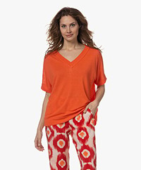 KYRA Esther Linen and Viscose Sweater - Flame Coral