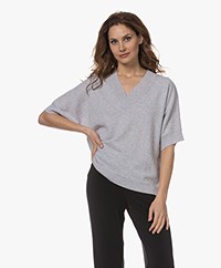 Sibin/Linnebjerg Zola Merino Short Sleeve Sweater - Light melange grey