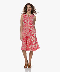 KYRA Jorieke Linen and Cotton Print Dress - Salsa Red