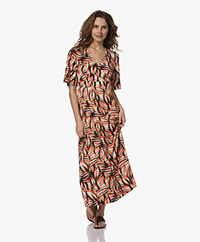 KYRA Nancy Long Jersey Print Dress - Desert Sand