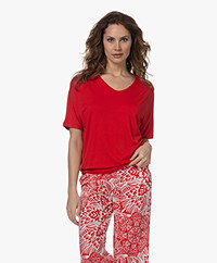 KYRA Jennifer V-hals T-shirt - Salsa Red