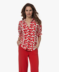 KYRA Rosanne Jersey Print Short Sleeve Blouse - Salsa Red