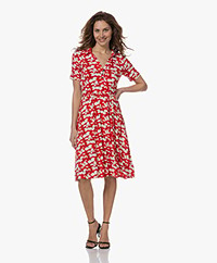 KYRA Robin Jersey Midi Print Dress - Salsa Red