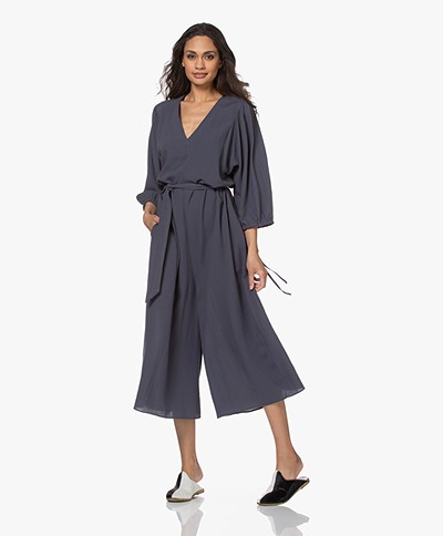 Closed Zoey Cropped Viscose Blend Jumpsuit - Thunder Sky