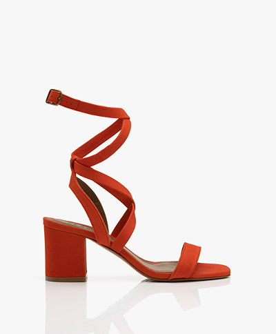 ba&sh Cequioa Suede Heeled Sandals - Reddish Orange