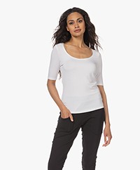 no man's land Viscose T-shirt met Halflange Mouwen - Wit