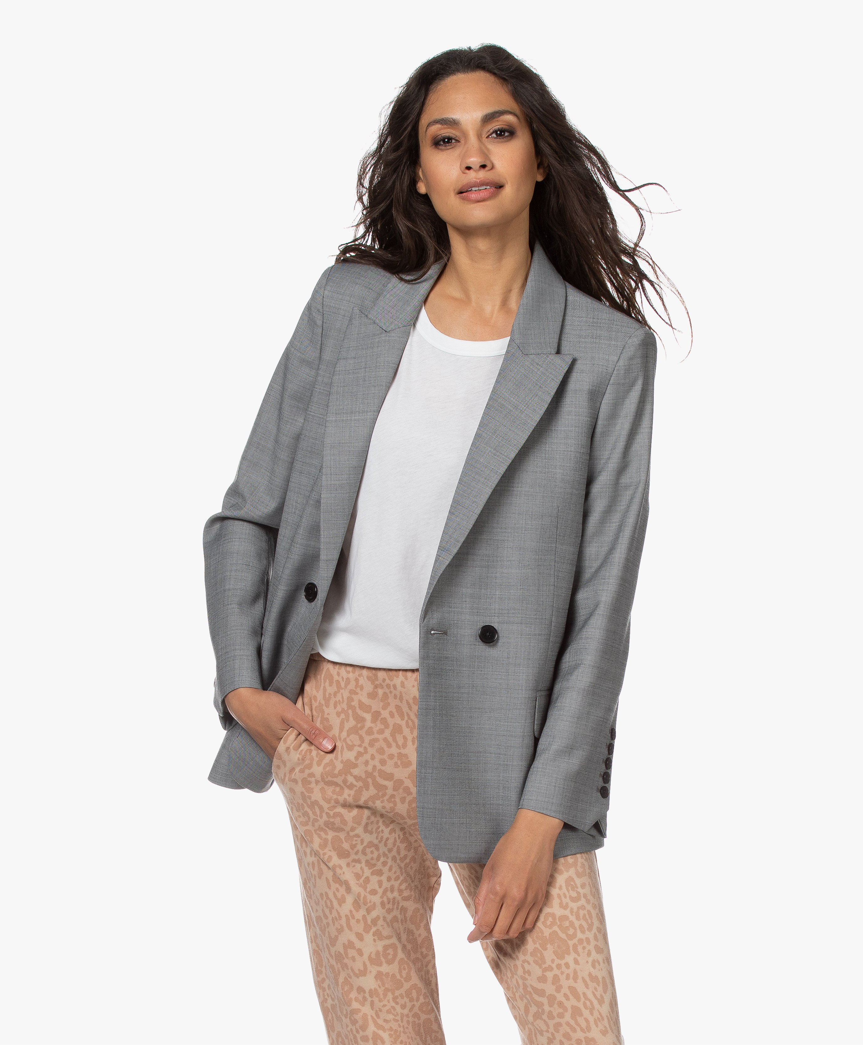 Zadig & Voltaire Visit Jormi Wool Blend Blazer - Grey - visit jormi ...