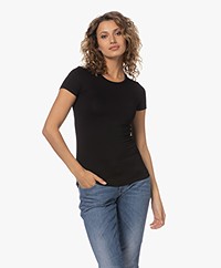 Majestic Filatures Slim-fit Viscose T-shirt - Zwart