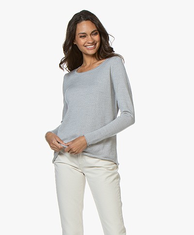 Sibin/Linnebjerg Maria Fine Knit Merino Sweater - Light Grey Melange