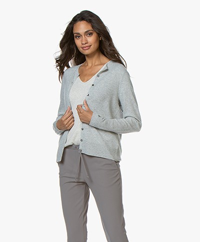 Repeat Luxury Cashmere Short Cardigan - Light Grey
