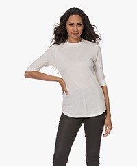 Neeve The Ribbed Tee with Mid-length Sleeves - Off-white