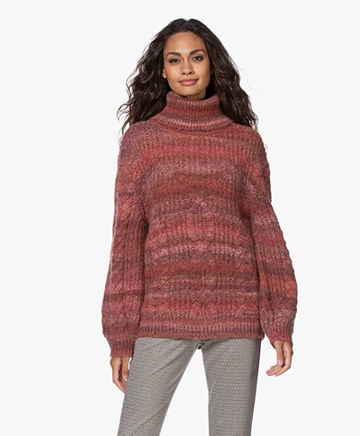 Repeat Chunky Knit Dégradé Turtleneck Sweater - Terracotta