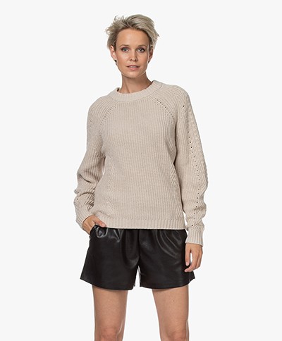 Repeat Knitted Pure Cotton Sweater - Light Beige